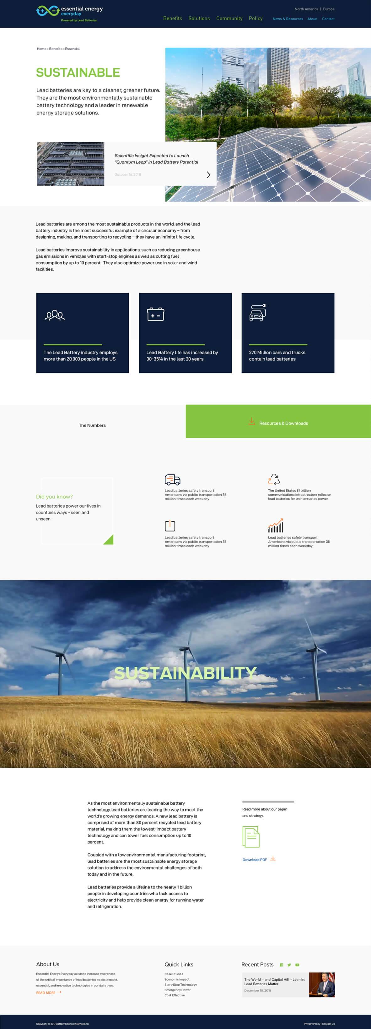 Essential Energy website homepage — hero section and navigation