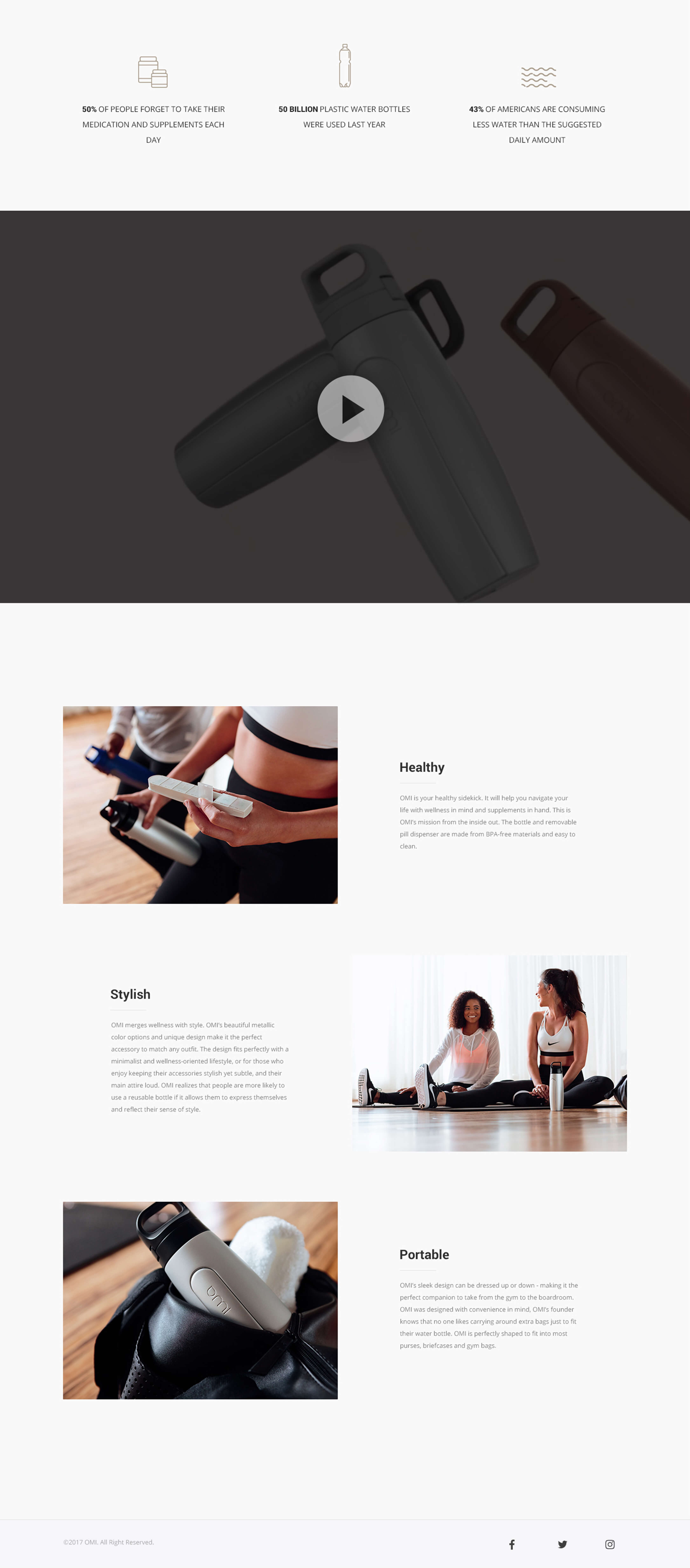 OMI website homepage — product showcase