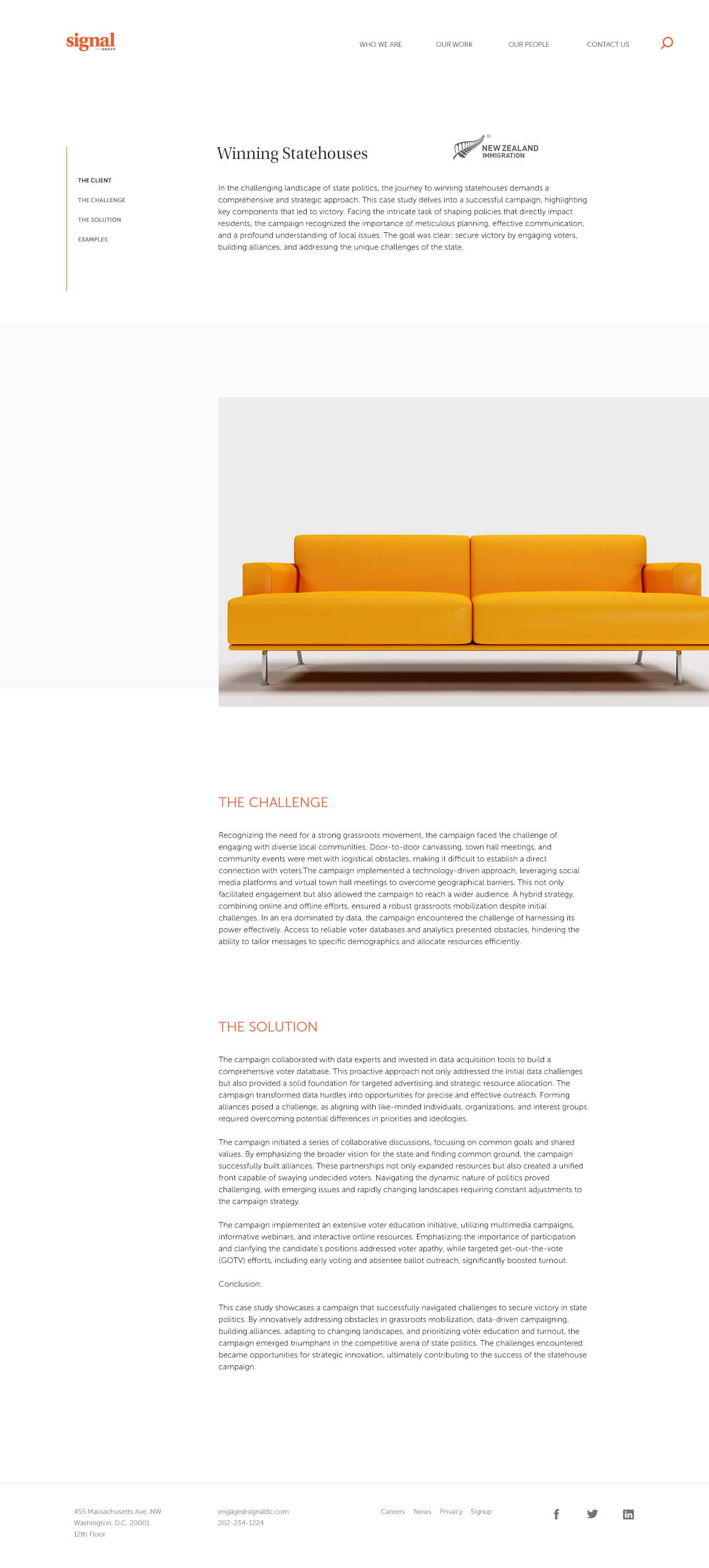 Signal case study detail page — project narrative and results