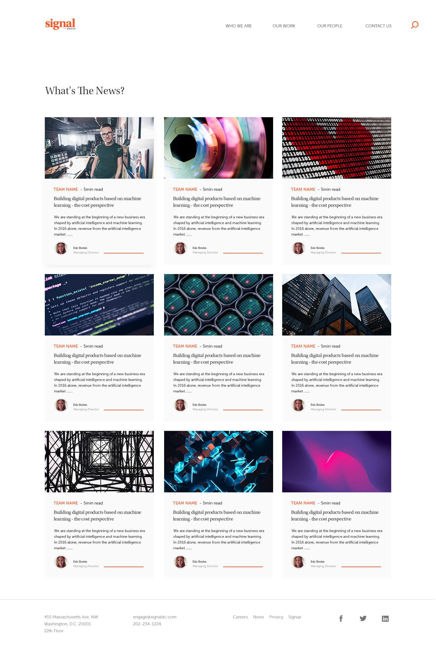 Signal blog landing page — content hub for industry insights