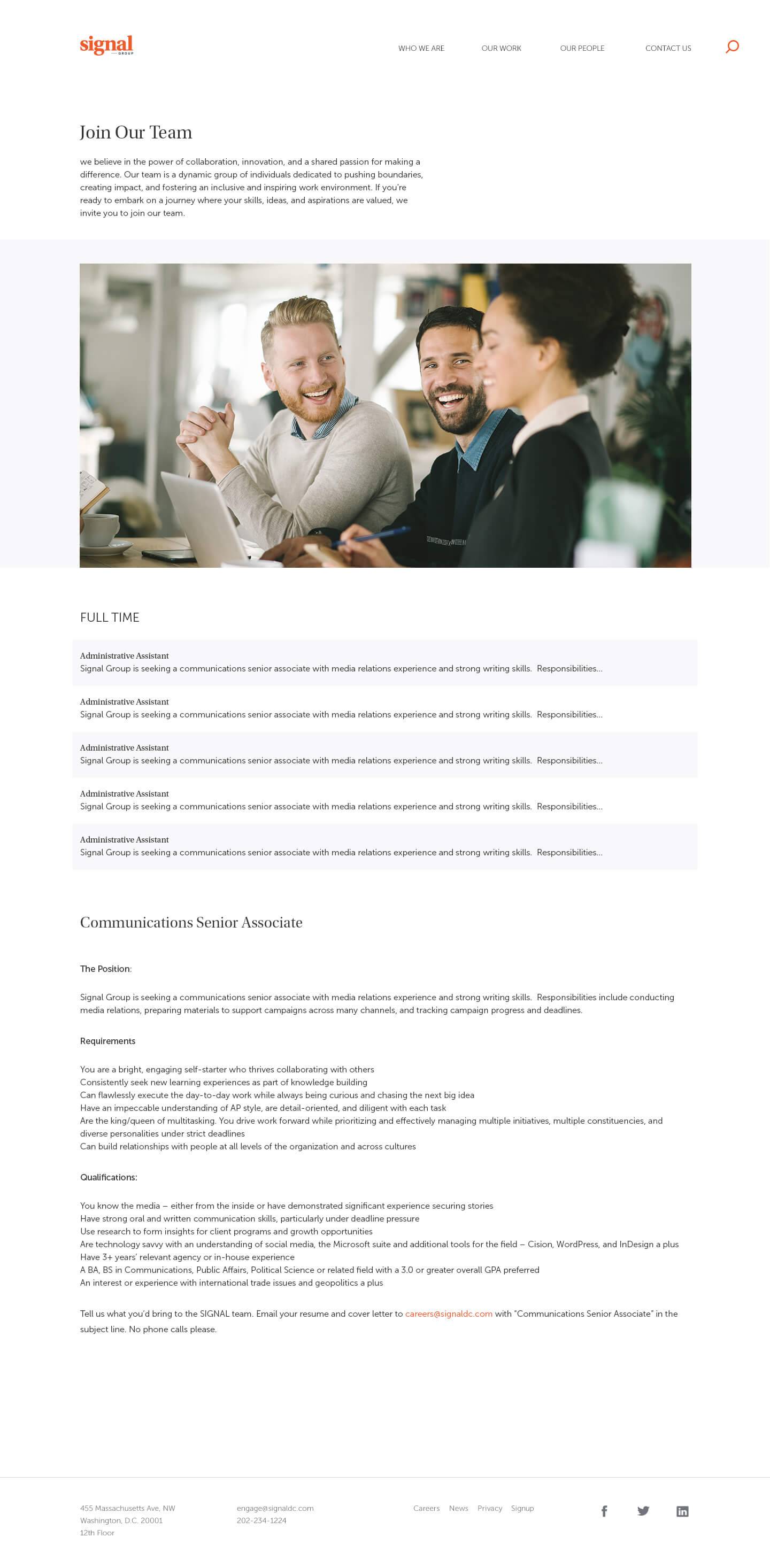 Signal careers page — job listings and company culture