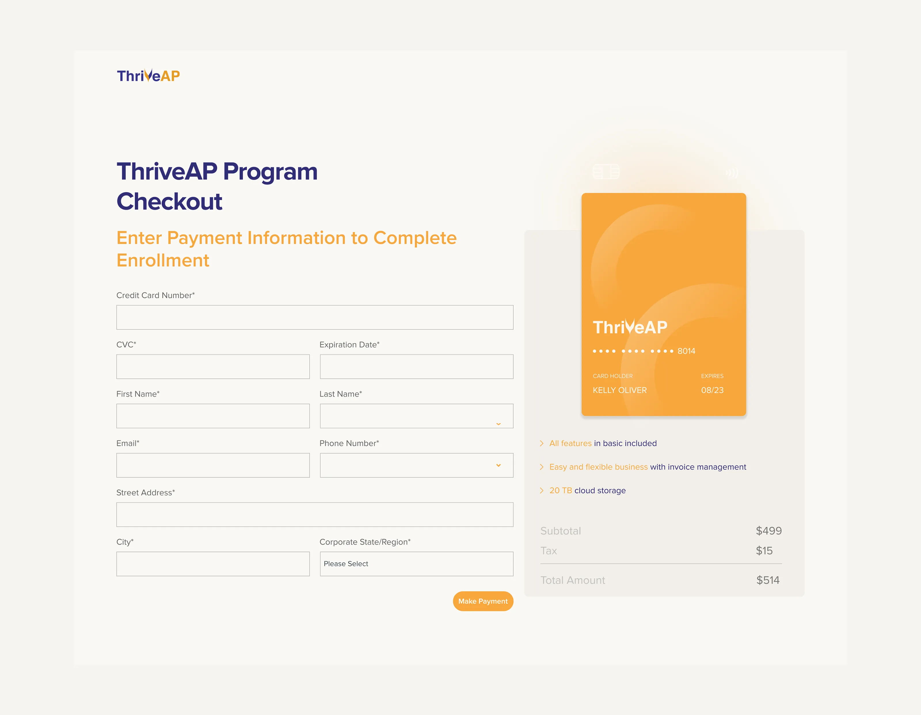 ThriveAP tablet and phone mockup — responsive design across devices